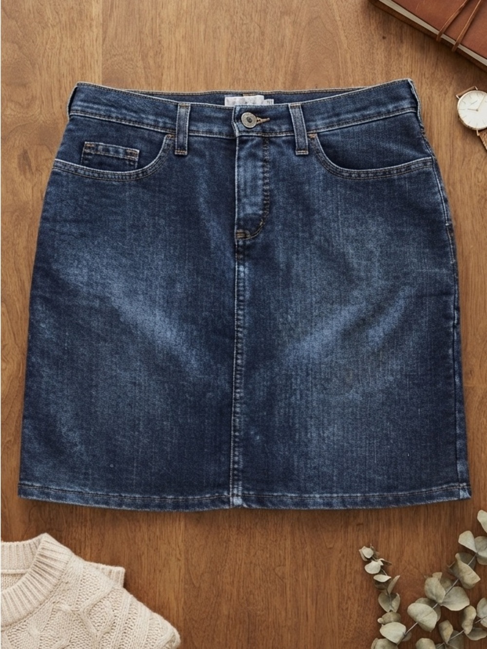 Tommy Hilfiger Classic Blue Denim Pencil Skirt